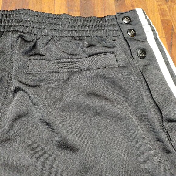 Adidas Black With White Stripe Joggers Workout Pants Side Leg Button Men's Large - Picture 12 of 12